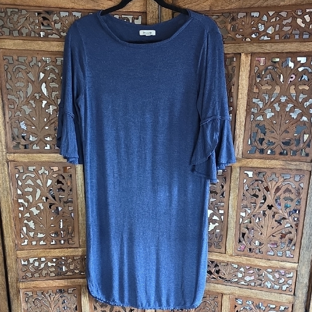 Max Studio Navy Dress with Ruffle Detail